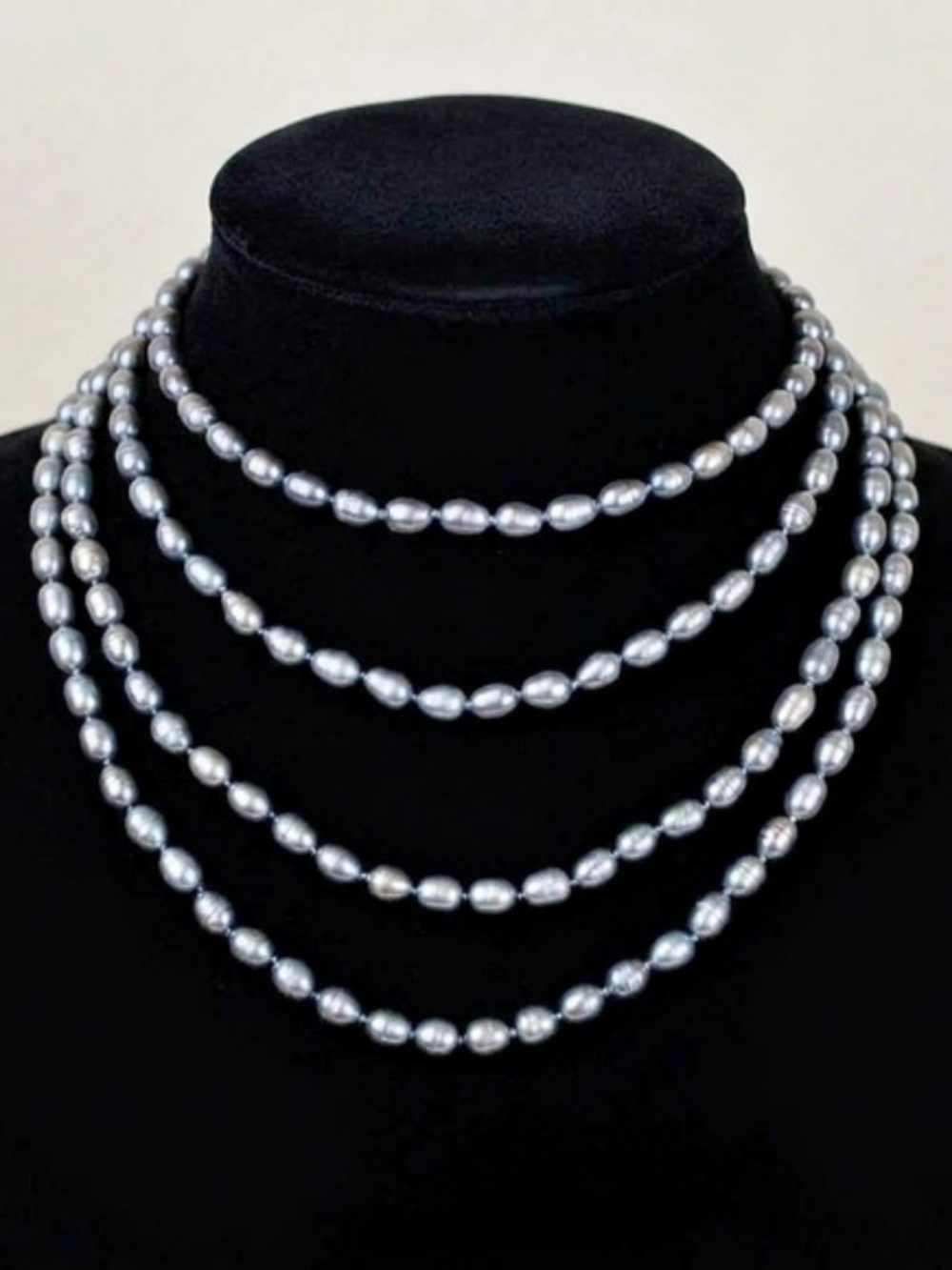 Opera Length Continuous Strand Baroque Peacock Black Pearl Flapper Necklace 60"